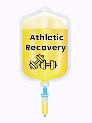 A yellow syringe with the words athletic recovery.