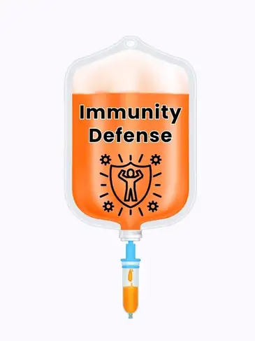 An orange syringe with the word immunity defense on it.