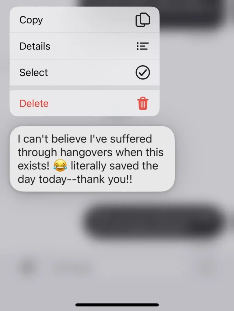 A screenshot of a text message on an iphone.