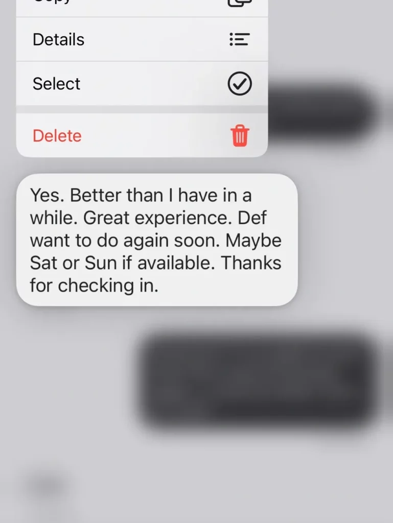 A screenshot of a text message on an iphone.