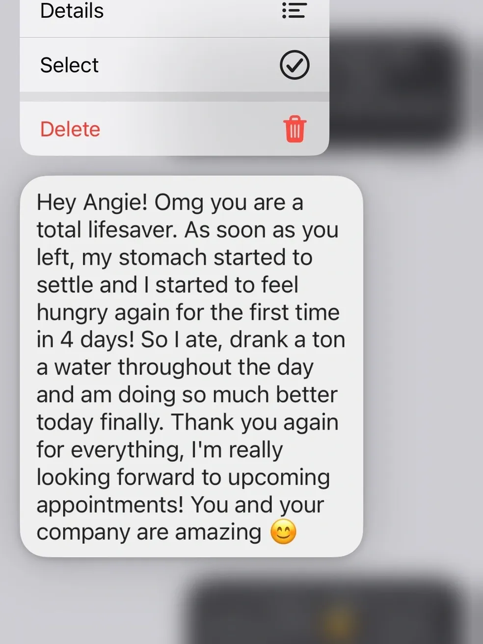 A text message on an iphone.
