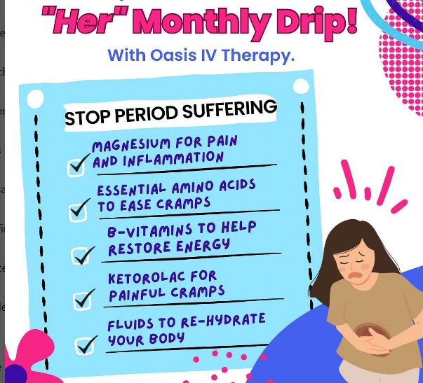 Her Monthly Drip for Menstrual Pain and Fatigue